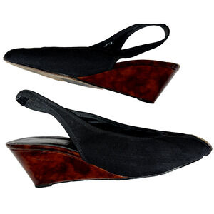 Donald J Pliner Tortoise Shell Wedges Peep-Toe Slingbacks Womens Sandals Sz 10